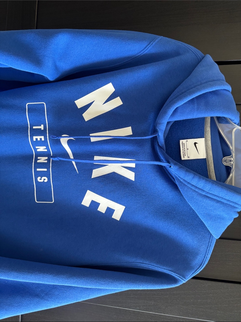 Nike Men's Royal Blue Tennis Crewneck Hoodie with White Logo - Picture 3 of 3